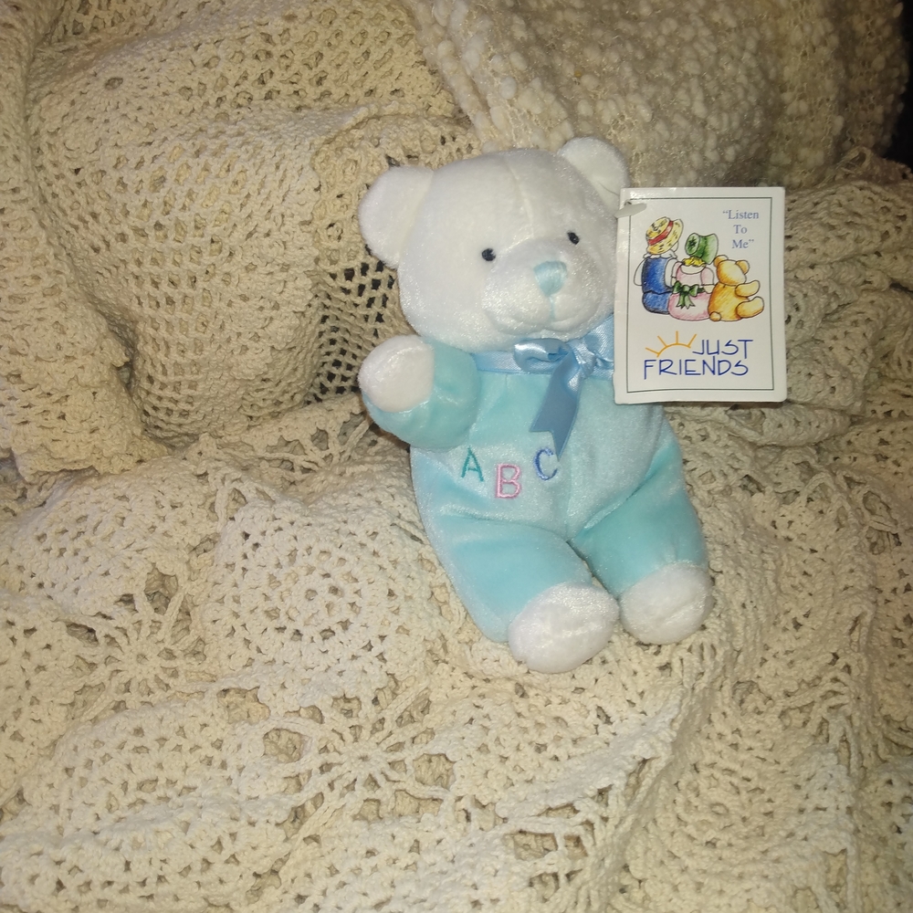 Cute Blue and White Teddy Bear Plush